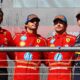 Charles Leclerc, Carlos Sainz a Max Verstappen na stupních vítězů