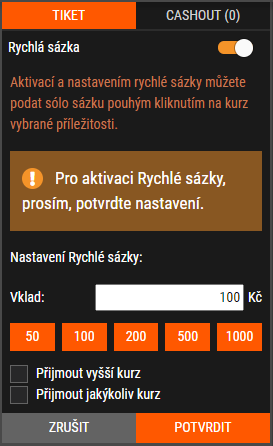 Jak pouzit funkci Rychla sazka