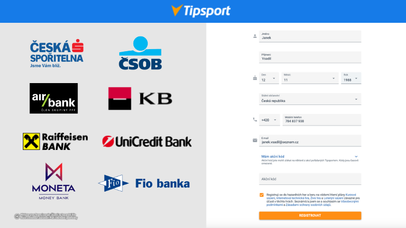 Tipsport registrace