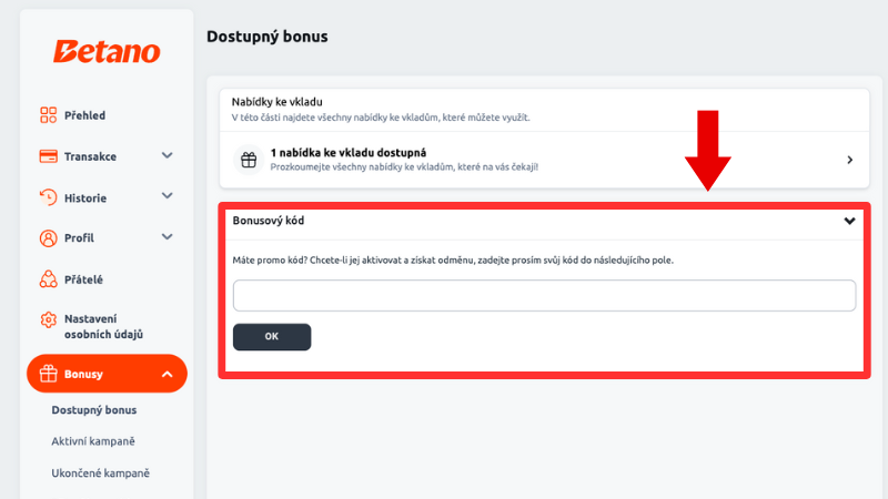 Jak získat promo kód Betano